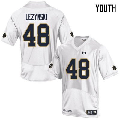 Notre Dame Fighting Irish Youth Xavier Lezynski #48 White Under Armour Authentic Stitched College NCAA Football Jersey WUK4299TO